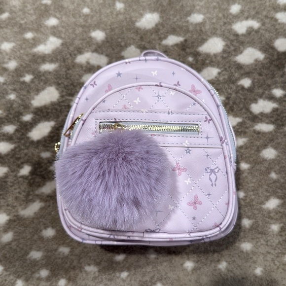 Lavender Kids Backpack with Pom Pom. NWT - Picture 2 of 5